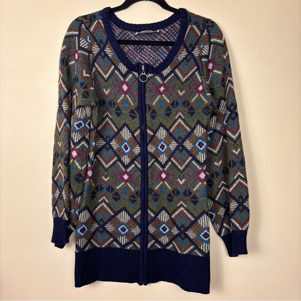 K Jordan‎ Colorful Geometric Zip Cardigan